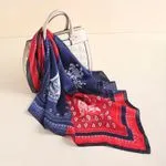 Szal damski dwustronny granatowo-czerwony wzór paisley