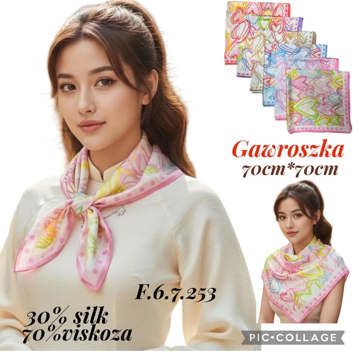 Gawroszka damska 70cm x 90cm 70% wiskоза 30% jedwab