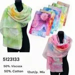 Szaliki damskie 50% wiskoza 50% bawełna 12 szt/pak. Mix kolorów