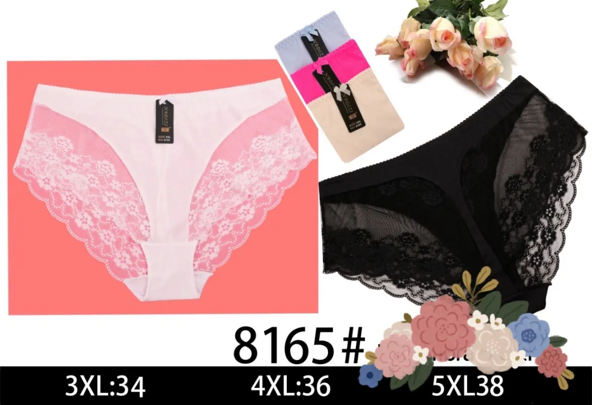 Majtki damskie koronkowe XL/34, 4XL/36, 5XL/38 biały/czarny/różowy