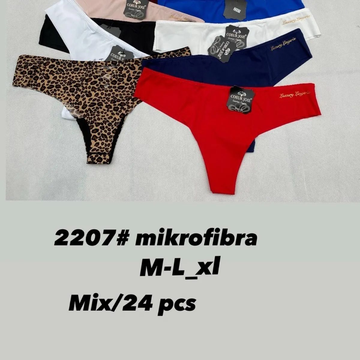 Majtki damskie stringi mikrofibra 2207 mix M-L-XL 24 szt
