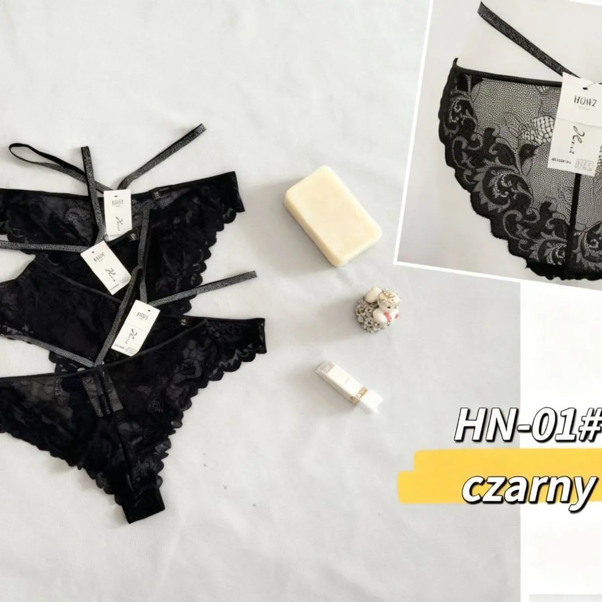 Majtki damskie czarne koronkowe HN-01#
