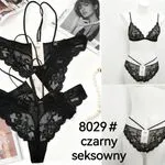 Komplet bielizny damskiej koronkowej czarnej 8029#