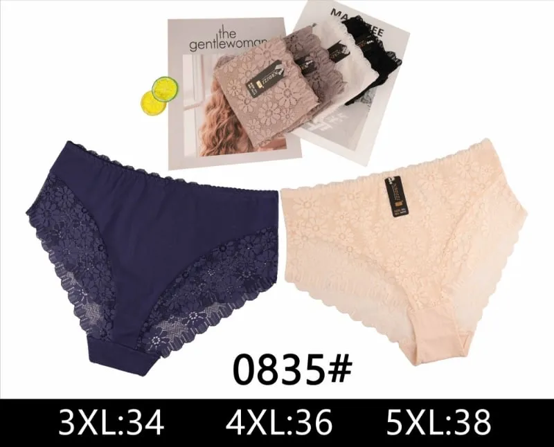Majtki damskie koronkowe 3XL-38, 4XL-36, 5XL-38 granat/beż 0835#