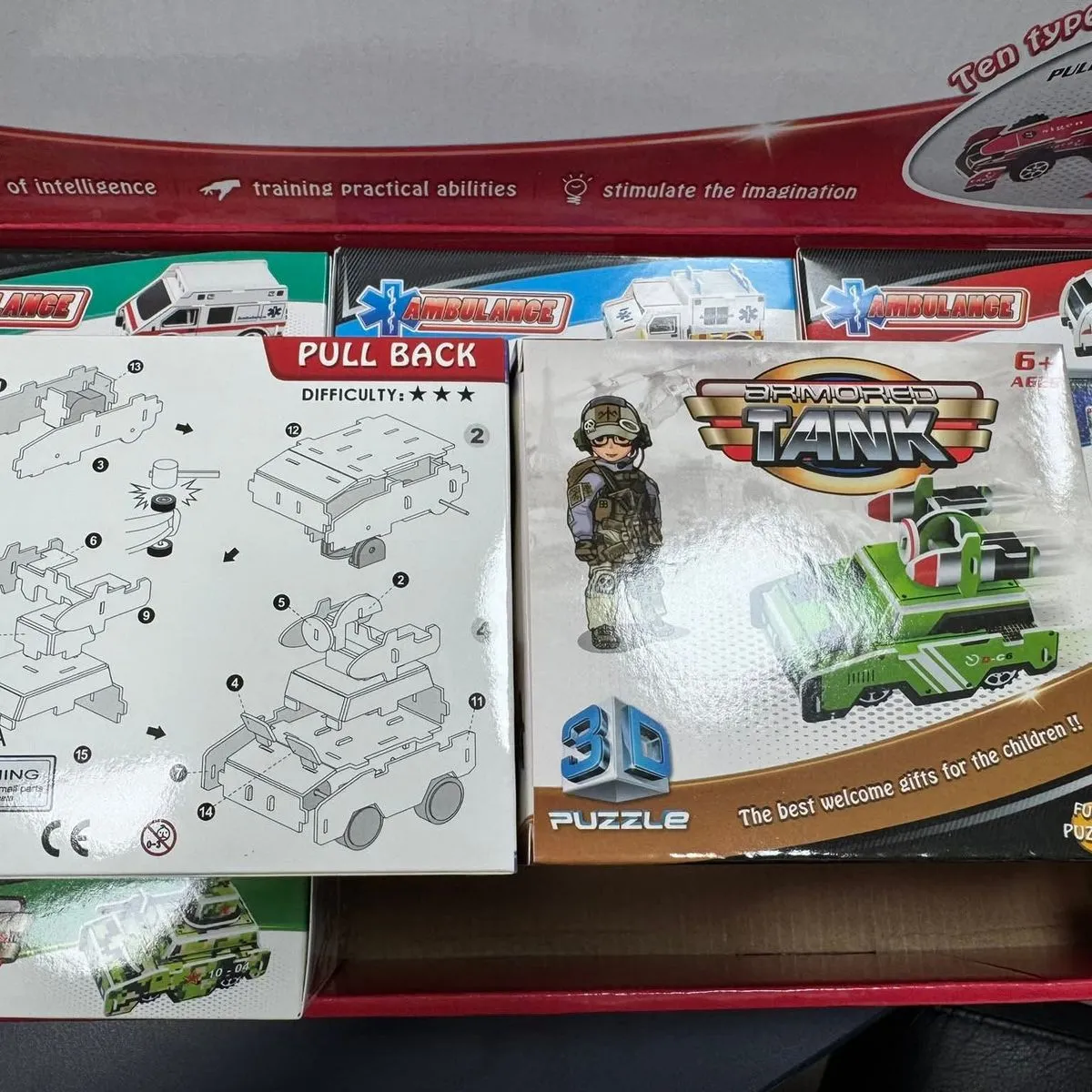 Zabawki DIY 3D Puzzle Samochody i Tank Pull Back NO.52380