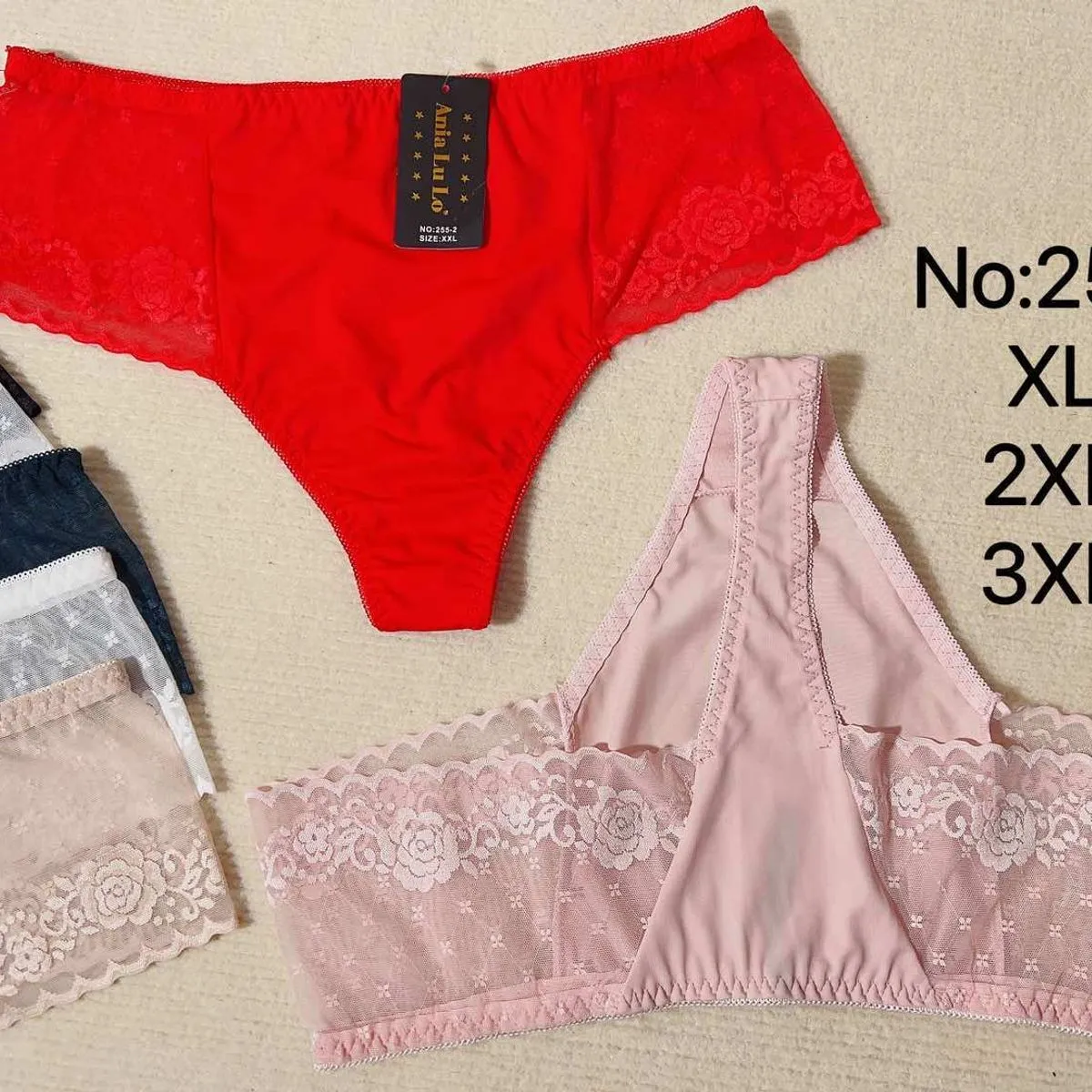 Majtki damskie stringi XL-3XL koronka czarny czerwony różowy szary