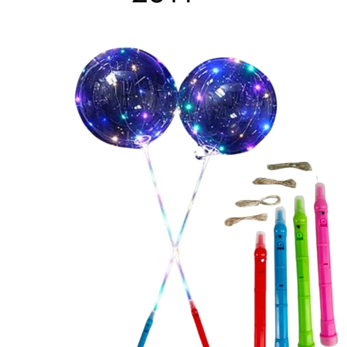 Balon świecący LED niebieski z gwiazdkami
