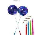 Balon świecący LED niebieski z gwiazdkami