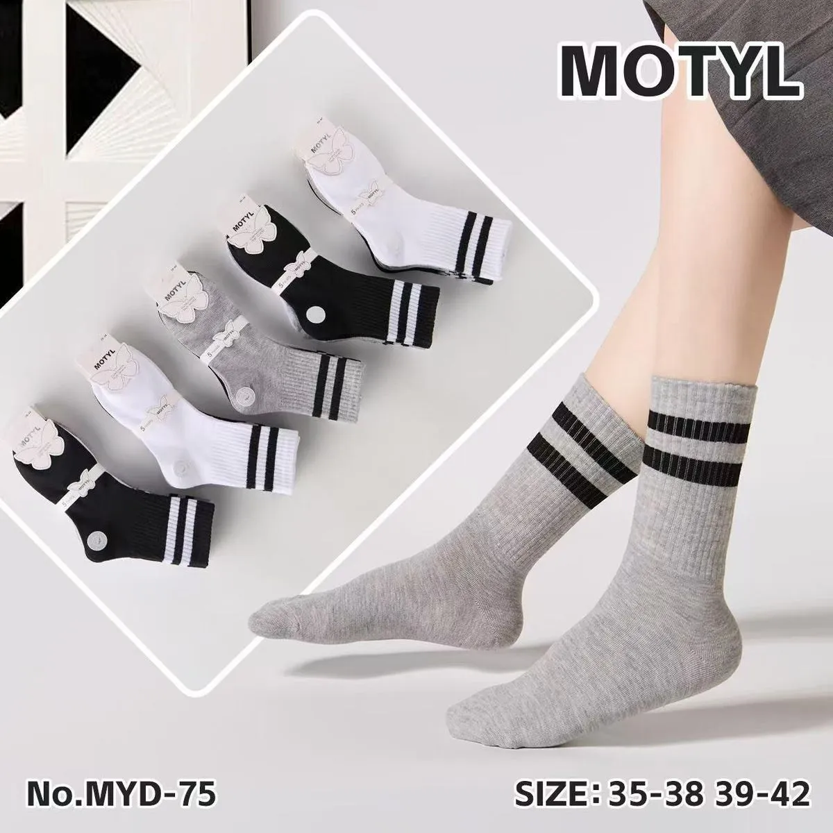Skarpetki damskie Mototyl z uszkiem, rozmiar 35-42, 5 szt