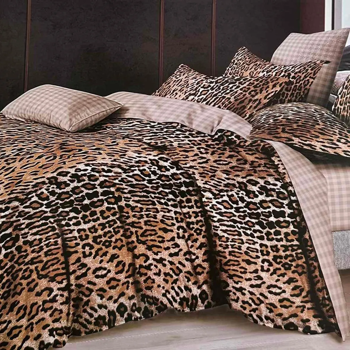 Komplet Pościel 3D 200/220 Leopard Beżowy