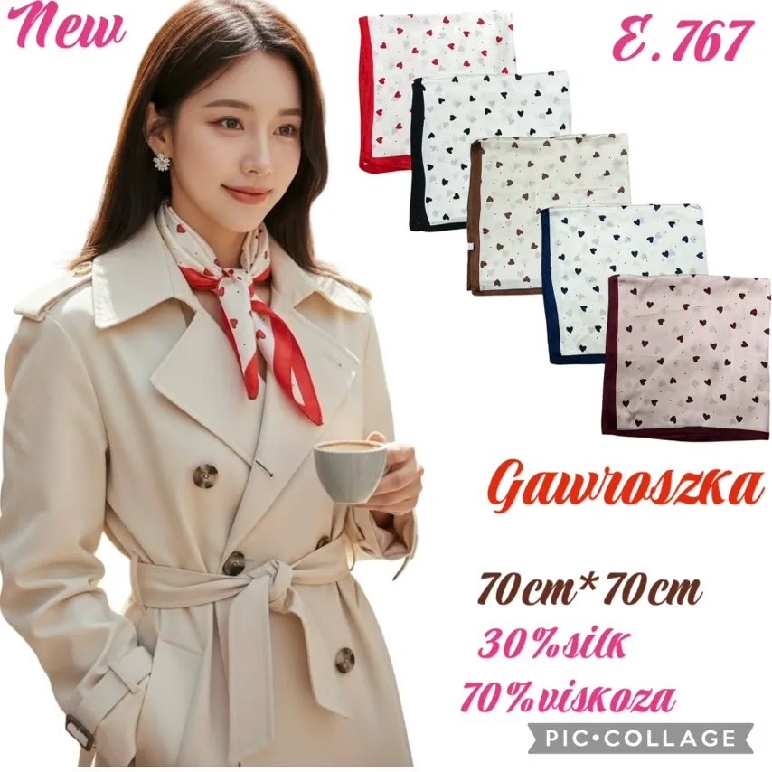Chusty damskie Gawroszka 70cm x 70cm 30% jedwab