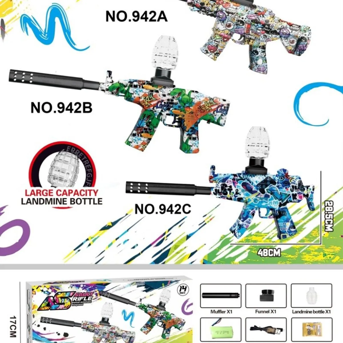 Pistolety na Kulki Assault Rifle 33cm NO.942A/B/C