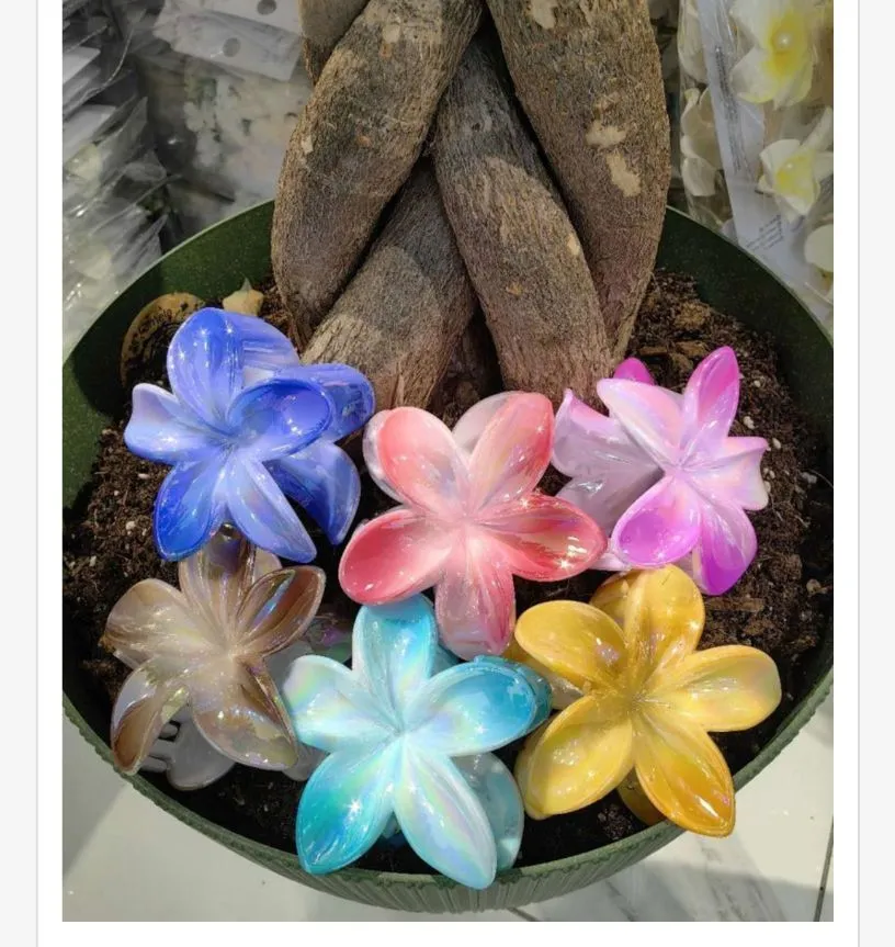 Klamra do Włosów Akrylowa Kwiat Plumeria