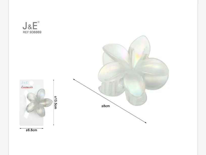 Klamra do włosów J&E kwiat 13,5 cm biały perłowy