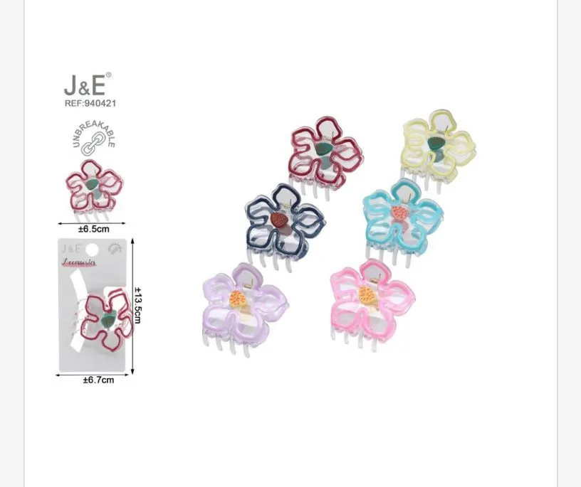 Klamry do włosów kwiatowe J&E REF-90421, 5-7 cm
