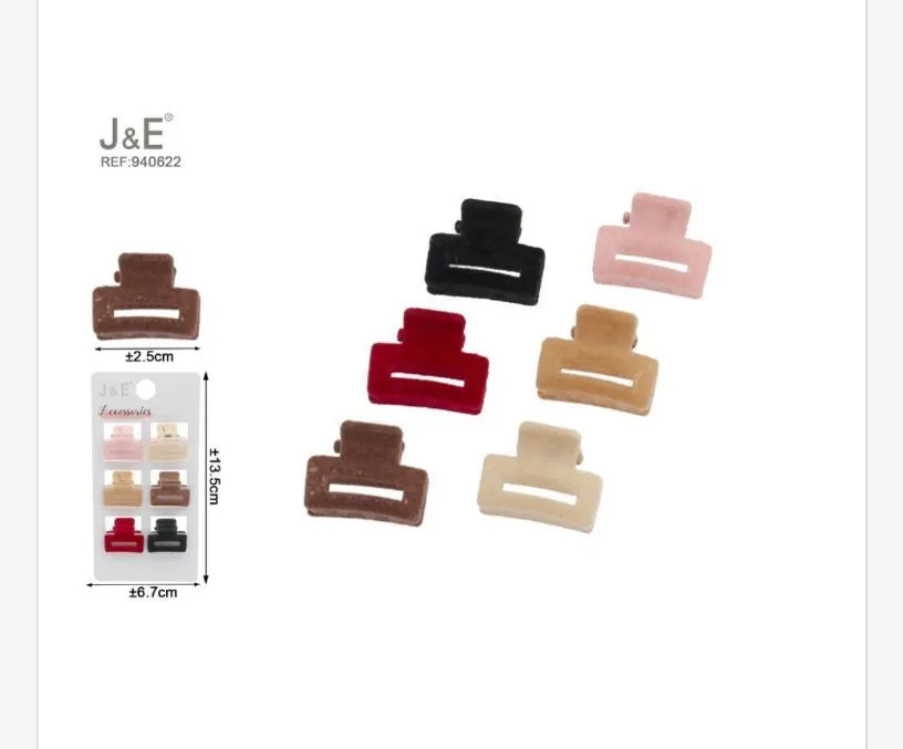 Klamry do włosów J&E welurowe 5,2 cm i 8,7 cm, 12 szt