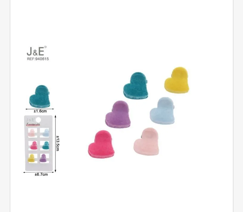 Klamry do włosów J&F serce welurowe 5,1 cm x 1,7 cm