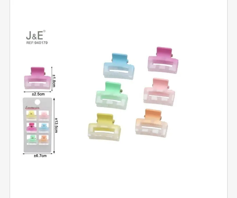 Klamry do włosów J&E REF-90179 pastelowe 6 szt