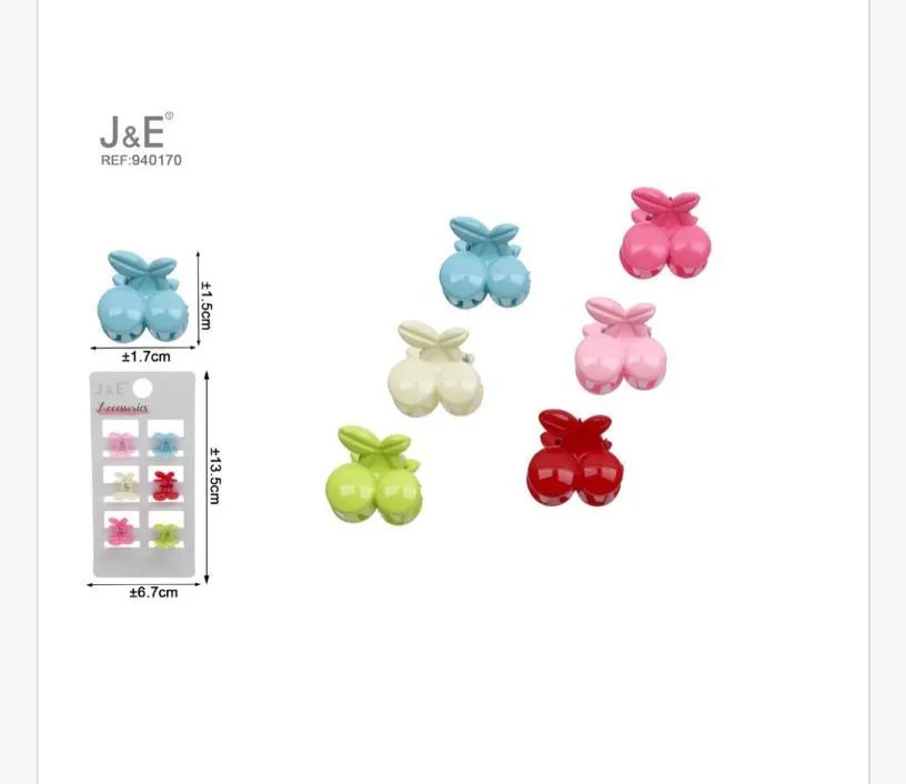 Klamry do włosów J&J REF 84017, 6 szt. kolorowe owoce