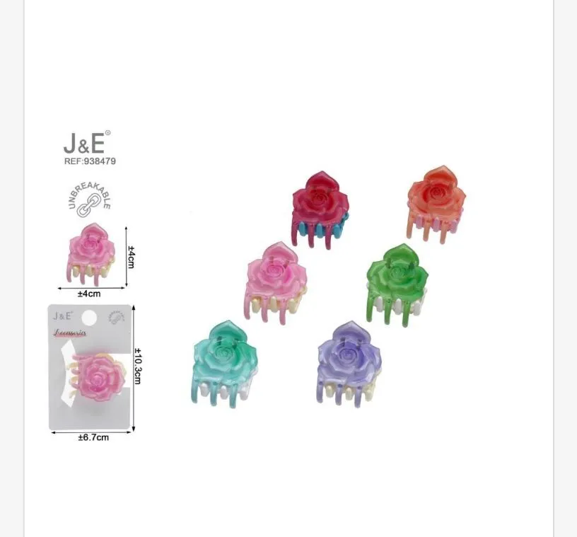 Klamry do włosów J&E kwiatowe 4cm, ref. REP-38479