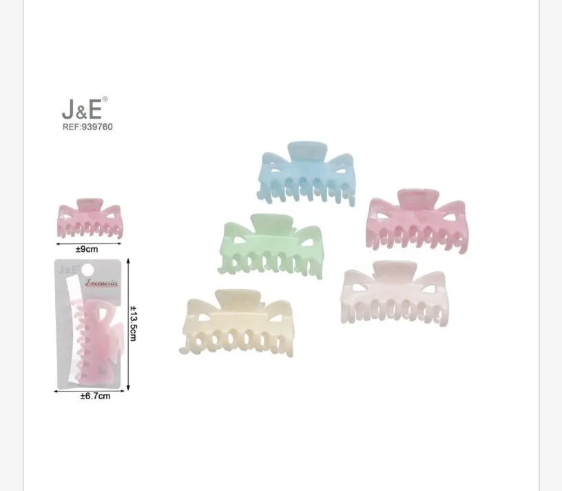 Klamry do włosów J&E pastelowe 25 cm, 6 szt.