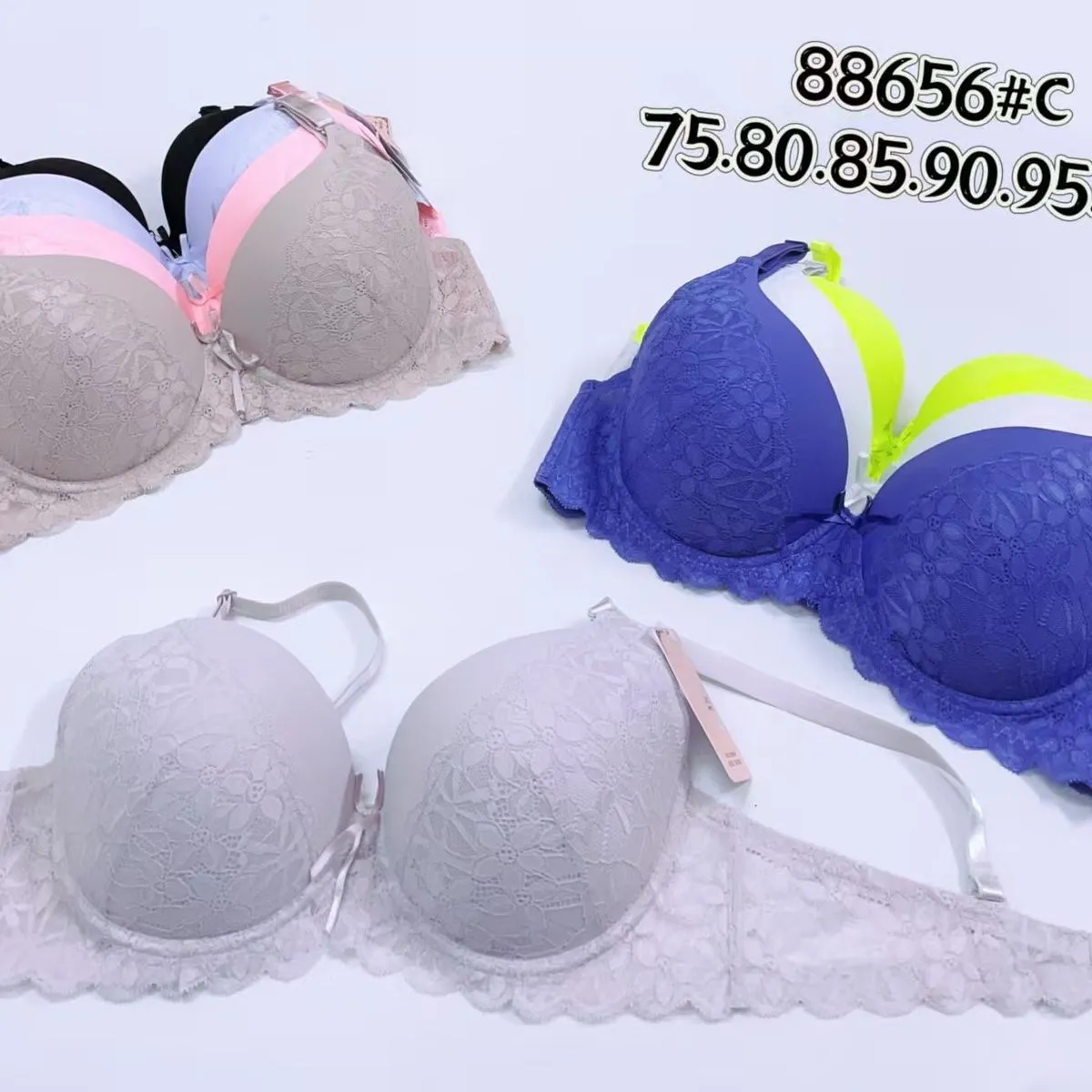 Biustonosz damski push-up koronka 4 kolory