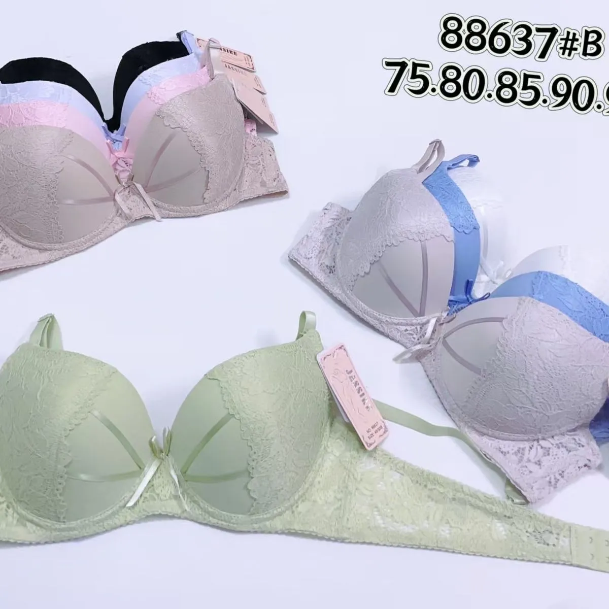 Biustonosz damski push-up koronka różne kolory