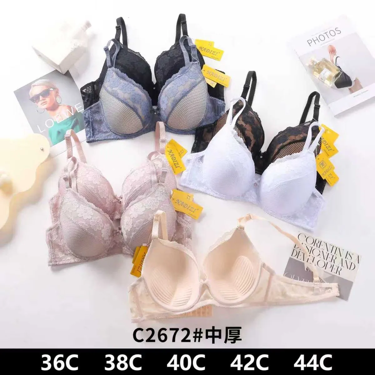 Biustonosz damski push-up C2672, rozmiary 36C-44C