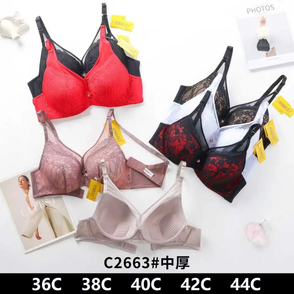 Biustonosz damski push-up C2663, rozmiary 36C-44C