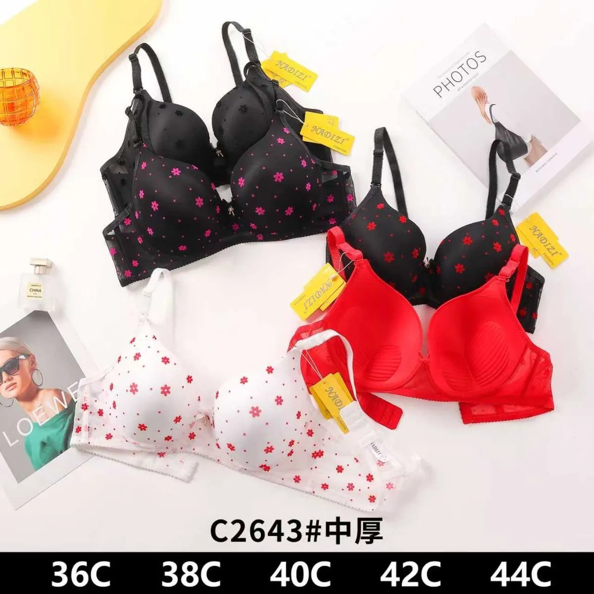 Biustonosz damski push-up C2643, rozmiary 36C-44C