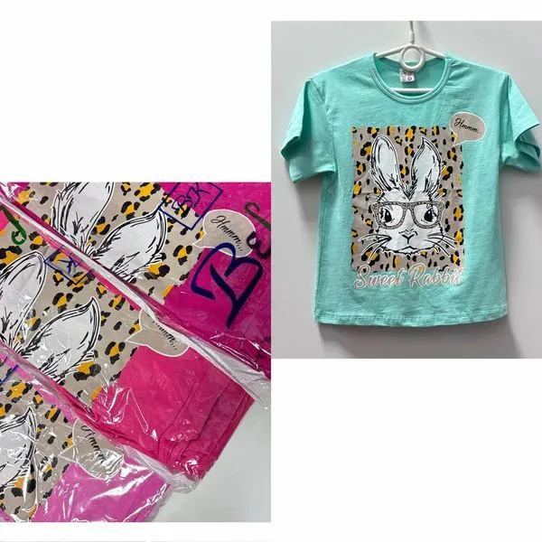 T-shirt dla dziewczynki 4-8L Sweet Rabbit miętowy