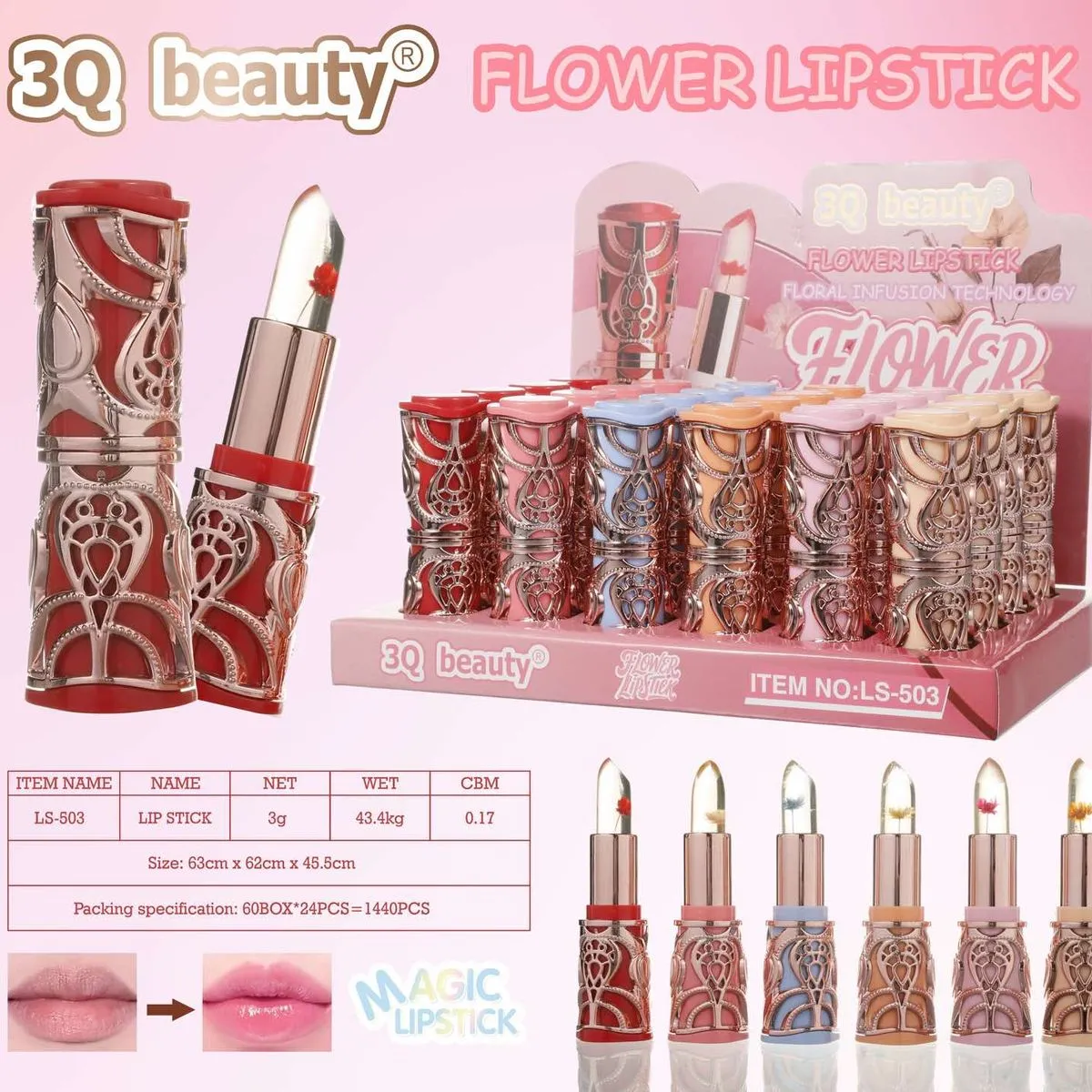 Pomadka 3Q Beauty Flower Lipstick ITEM NO:LS-503 6.5g