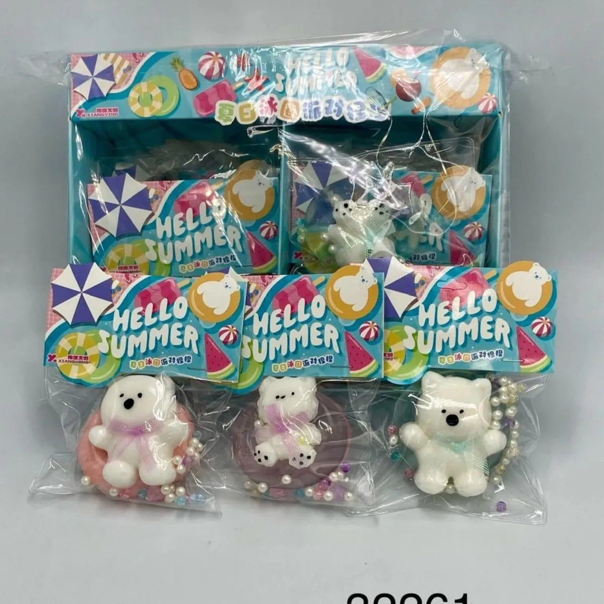 Zabawki Squeeze Hello Summer Gniotek Miś z Perełkami 12 szt.