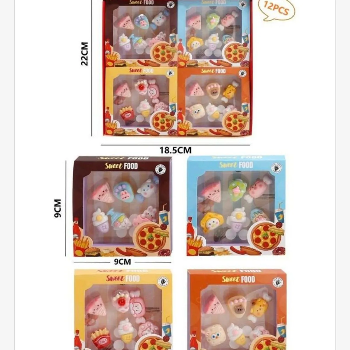 Naklejki Sweet Food Zestaw Figurek 3D 12 szt. 9x9cm