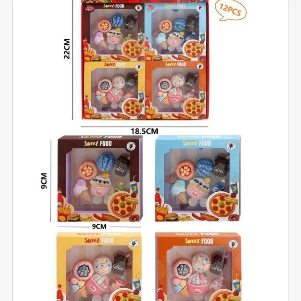 Naklejki Sweet Food - Zestaw Mini Figurek Jedzenie 12 szt. 9x9cm