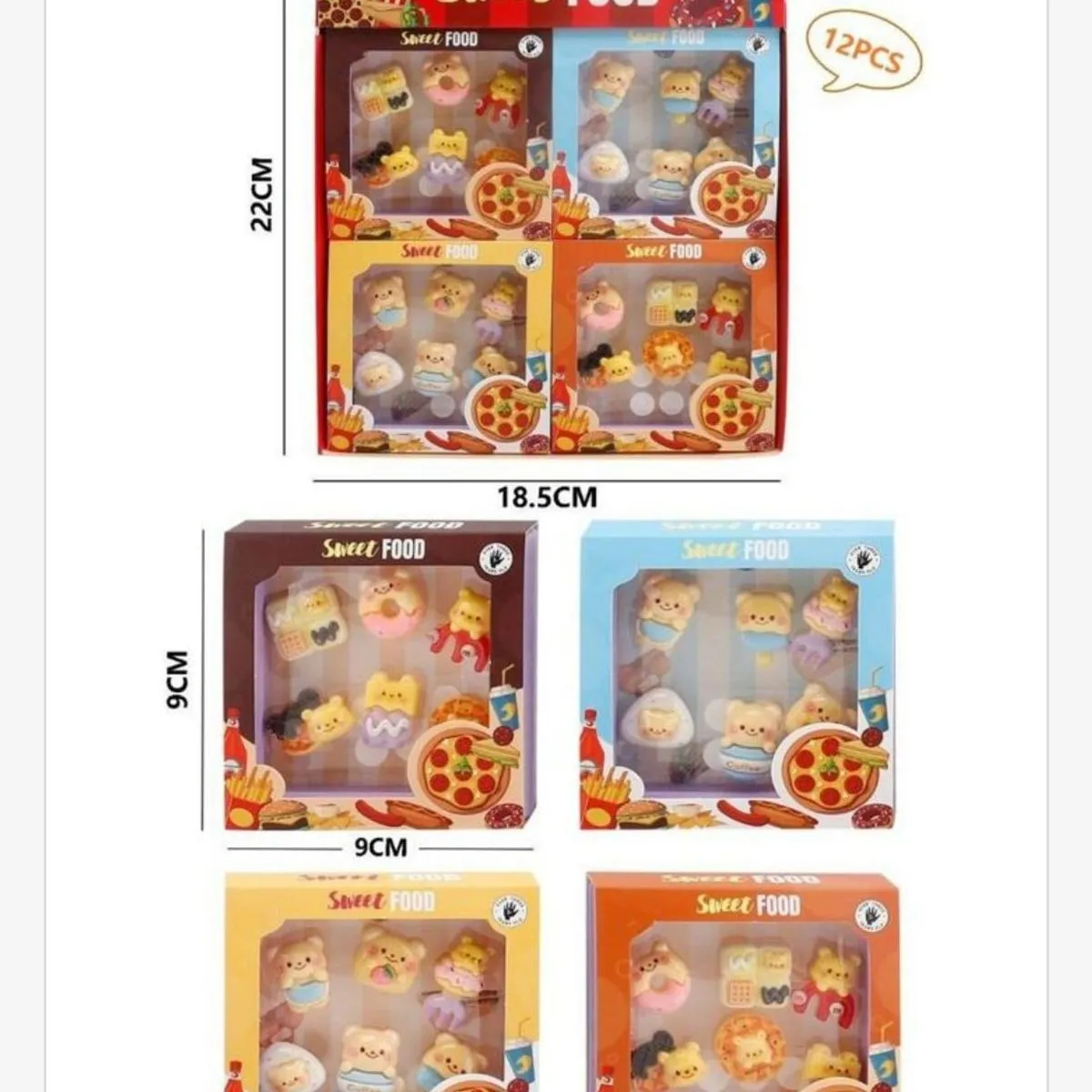 Naklejki Sweet Food 3D wypukłe, zestaw 12 szt, mini zabawki