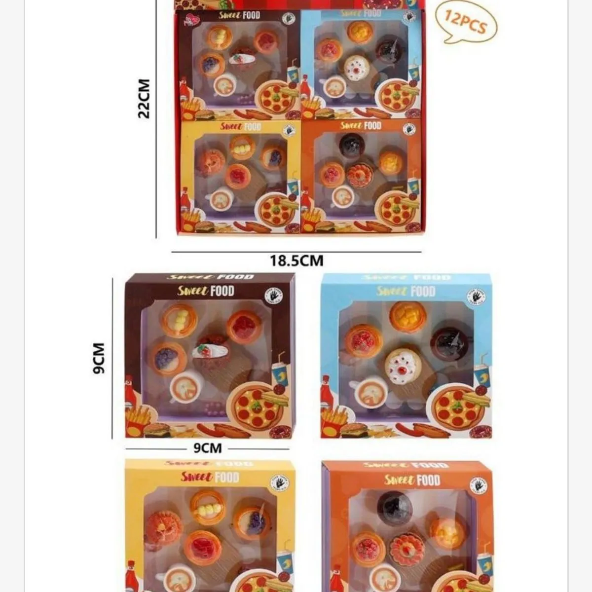 Naklejki Sweet Food 3D Zestaw Miniatur Jedzenie 9x9cm 12szt