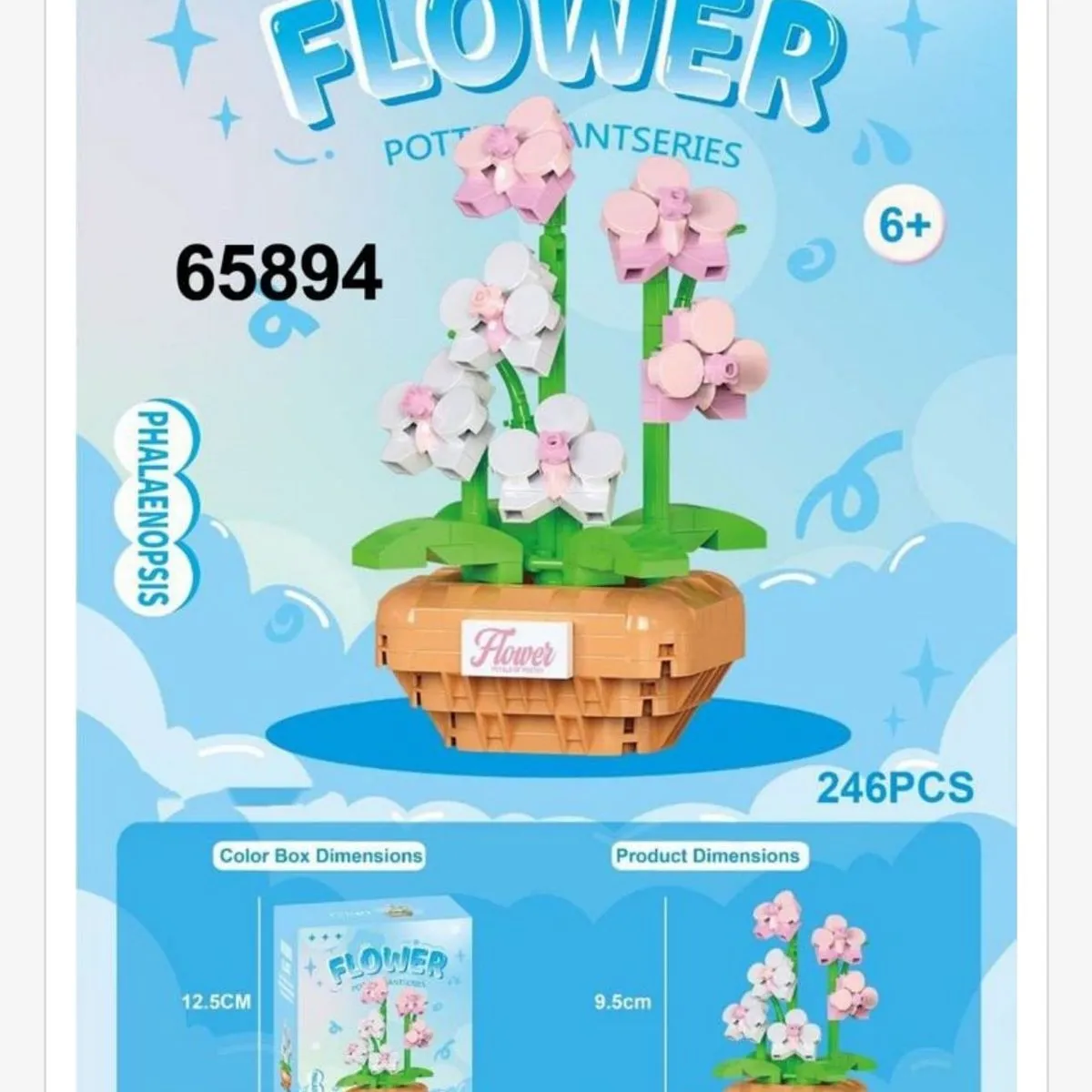 Klocki Kwiaty Flower 246PCS Storczyk Phalaenopsis 9,5cm