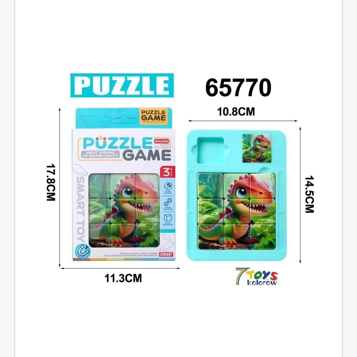 Puzzle Game Dinosaur Przesuwanka Logiczna 14,5cm 65770
