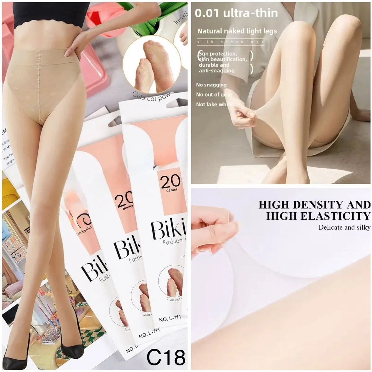 Rajstopy damskie Biki ultra cienkie 0.01 natural nude