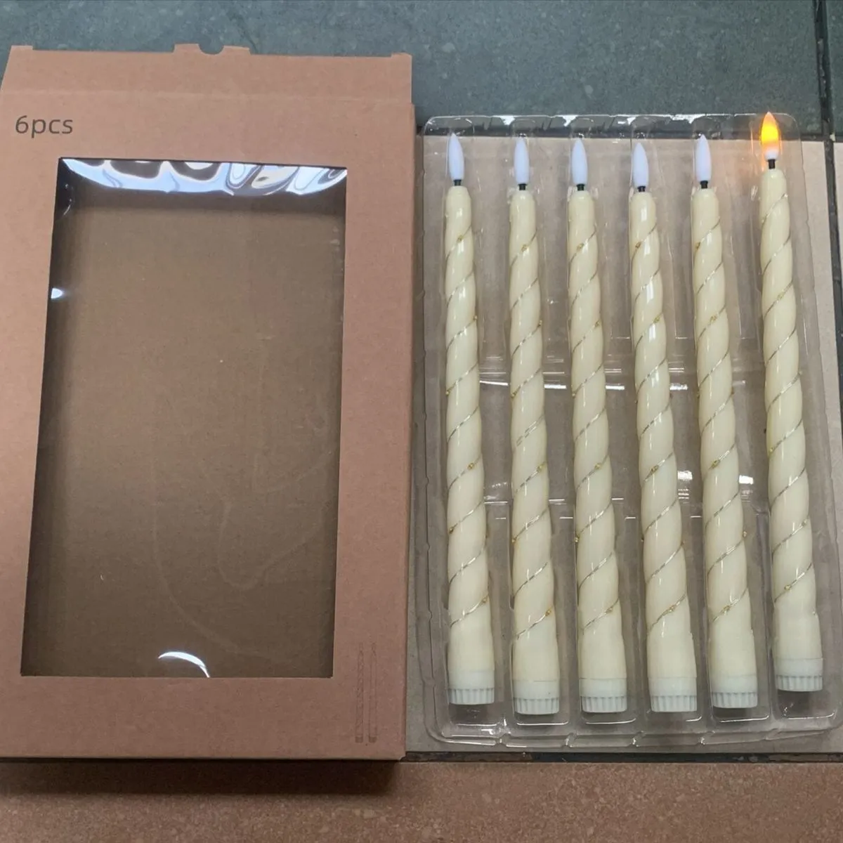 LED Świeczki stożkowe białe 6 szt LED