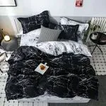 Komplet pościeli bawełnianej 200/220 czarno-biały marmur