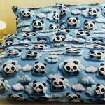 Komplet Pościel 3CZ 160/200 Panda Niebieska