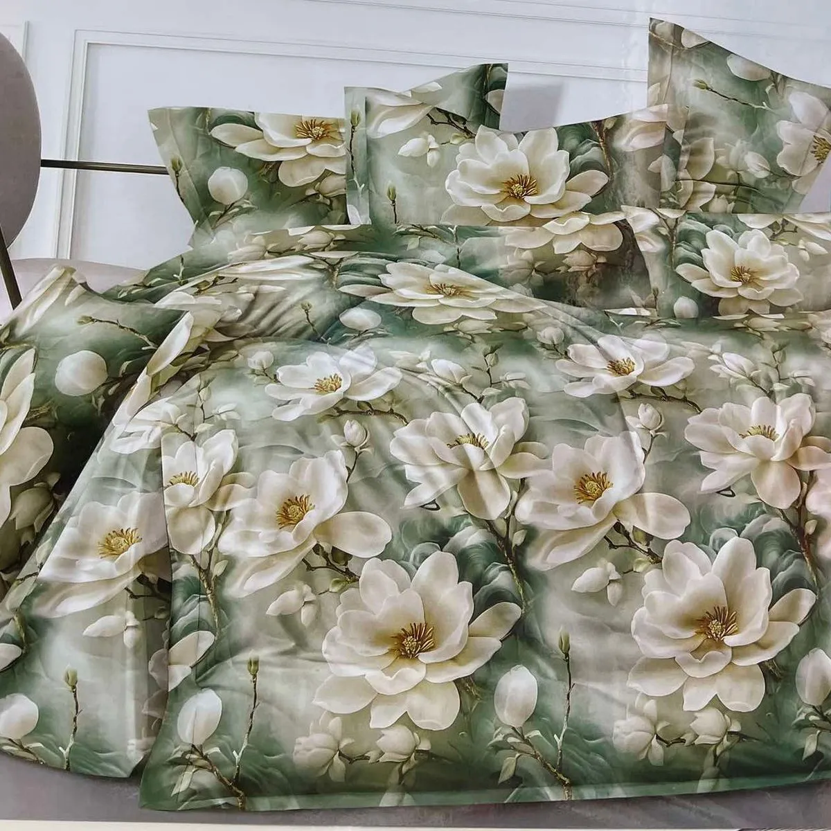 Komplet Pościeli 3CZ 200/220 Magnolie Zielone
