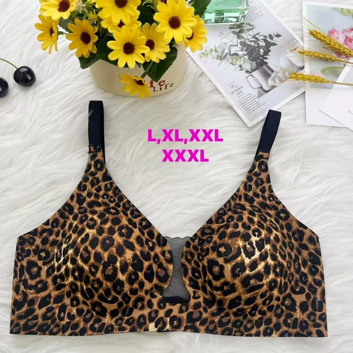 Biustonosz damski leopard print L, XL, XXXL 100% bawełna