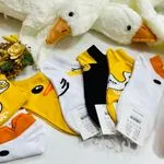 Skarpetki damskie z kaczkami żółte białe czarne