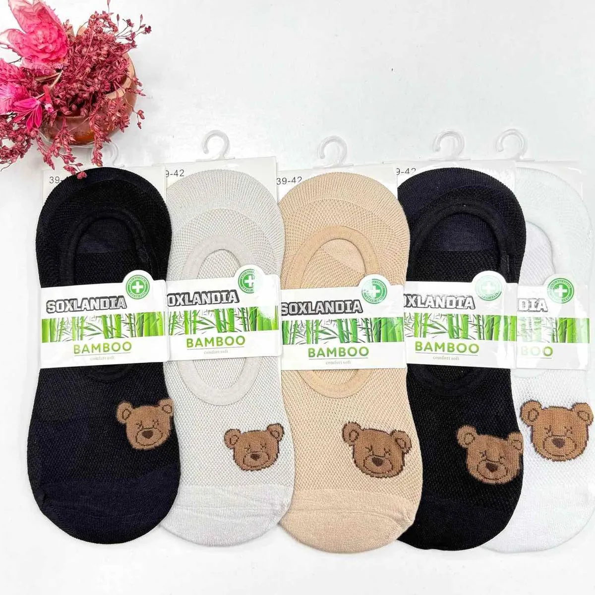 Skarpetki damskie bamboo z misiem 29-42, 5 par