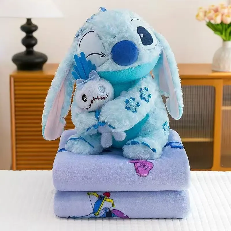 Maskotka Stitch z Kocyk i Lalką Niebieski Plusz