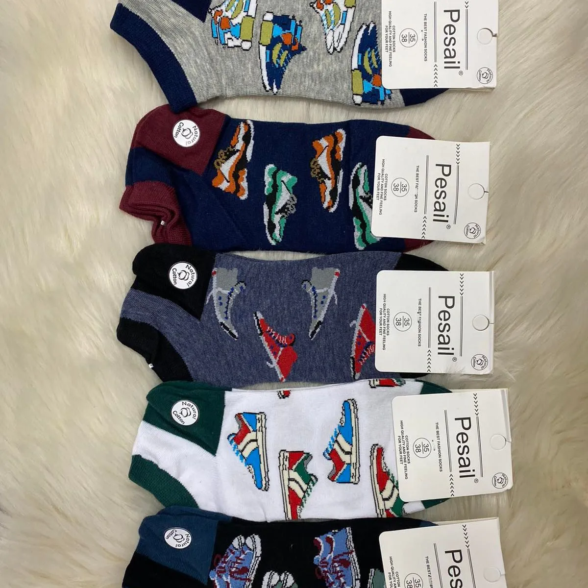 Skarpetki damskie Pesaro z printem sneakersów 5 szt