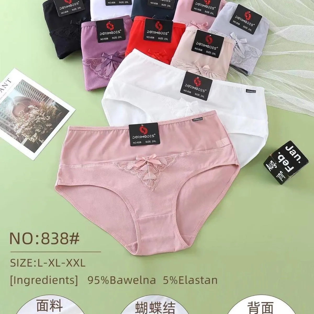 Majtki damskie bawełniane L-XXL 95% bawełna 5% elastan
